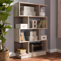 Baxton Studio MH1165-Oak-Bookcase Teagan Modern and Contemporary Oak Finished Display Bookcase